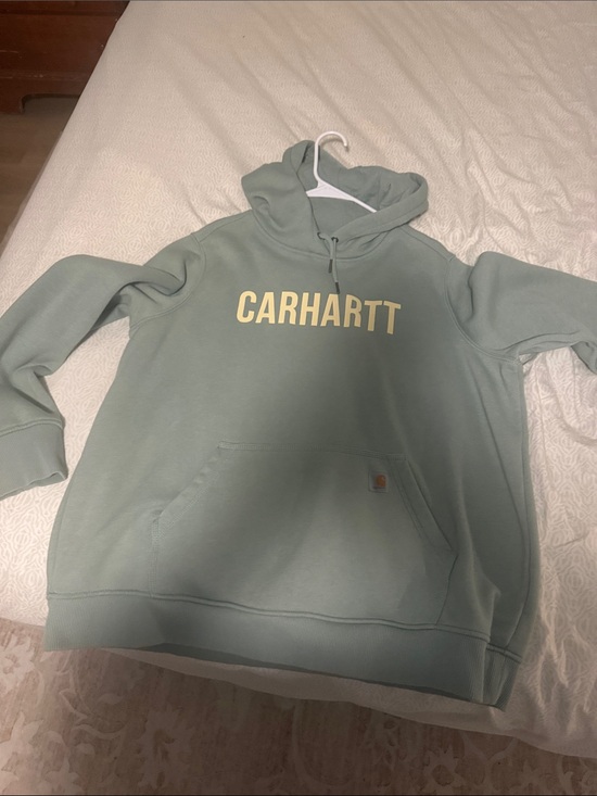 Carhartt Jackets & Blazers - Carhartt Sage Green Hoodie with Yellow Logo